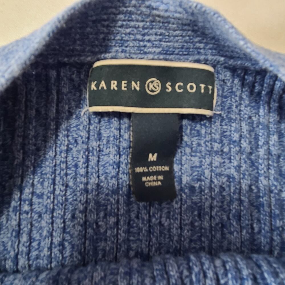 Womens Karen Scott Blue Cotton Knit Sweater Medium 3/4 Sleeve Classic - Picture 6 of 8